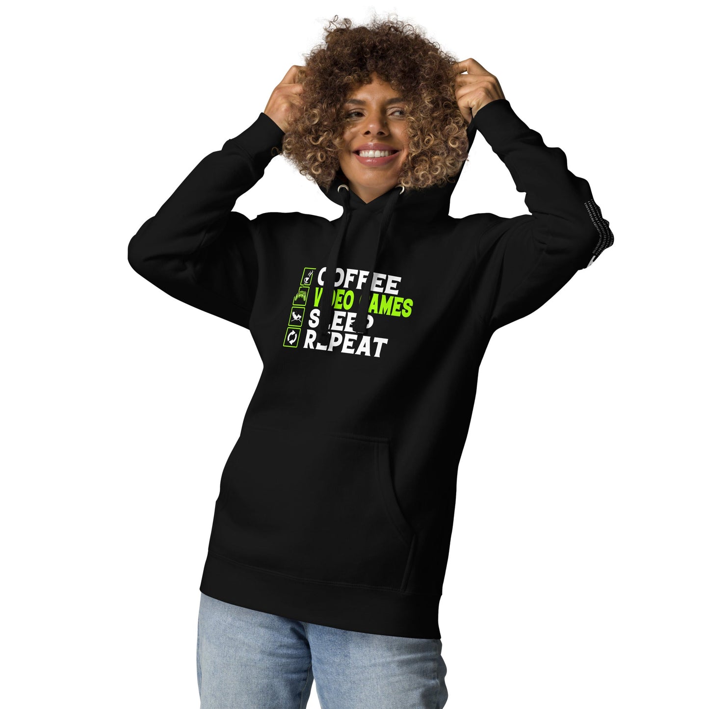 Coffee, Video Games, Sleep, Repeat Unisex Hoodie by DarkByteGear
