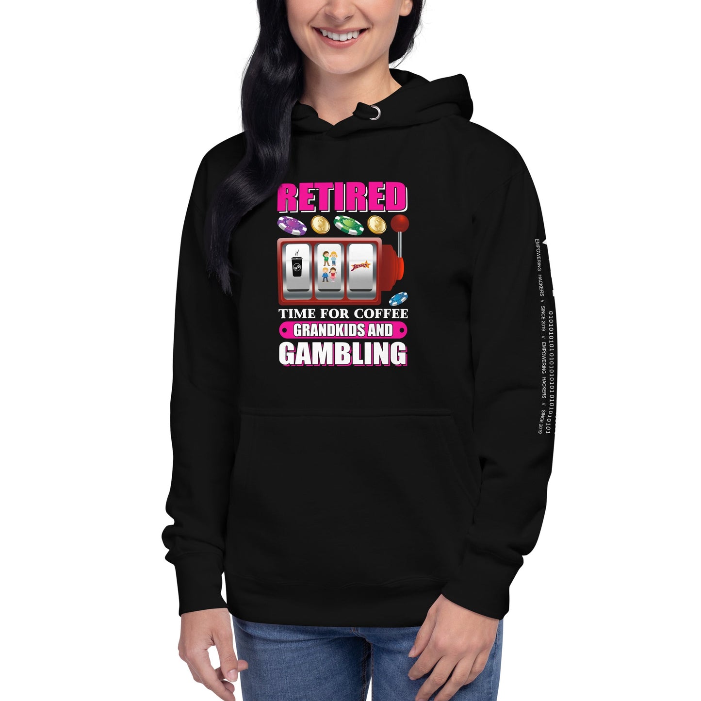 Retired: Time for Coffee, Grandkids and Gambling - Unisex Hoodie by DarkByteGear