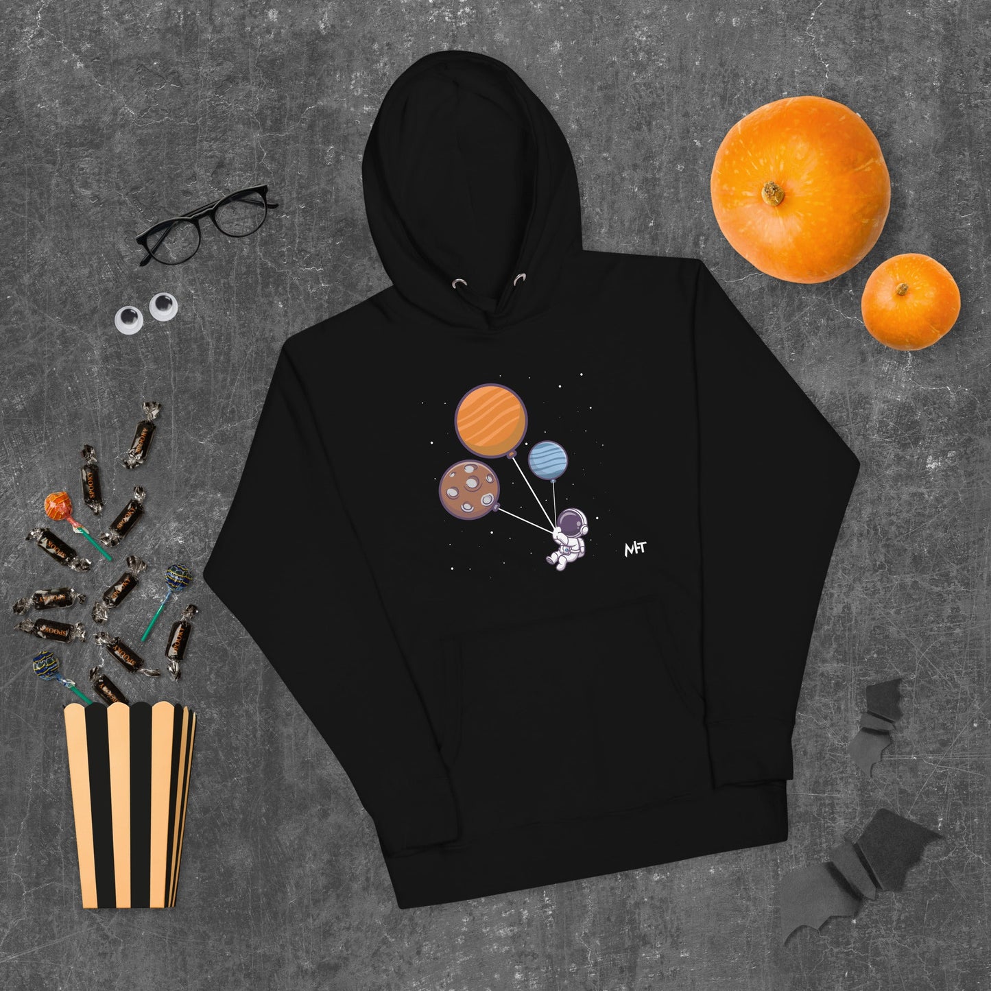 Astronaut with Balloons in Space - Unisex Hoodie by DarkByteGear