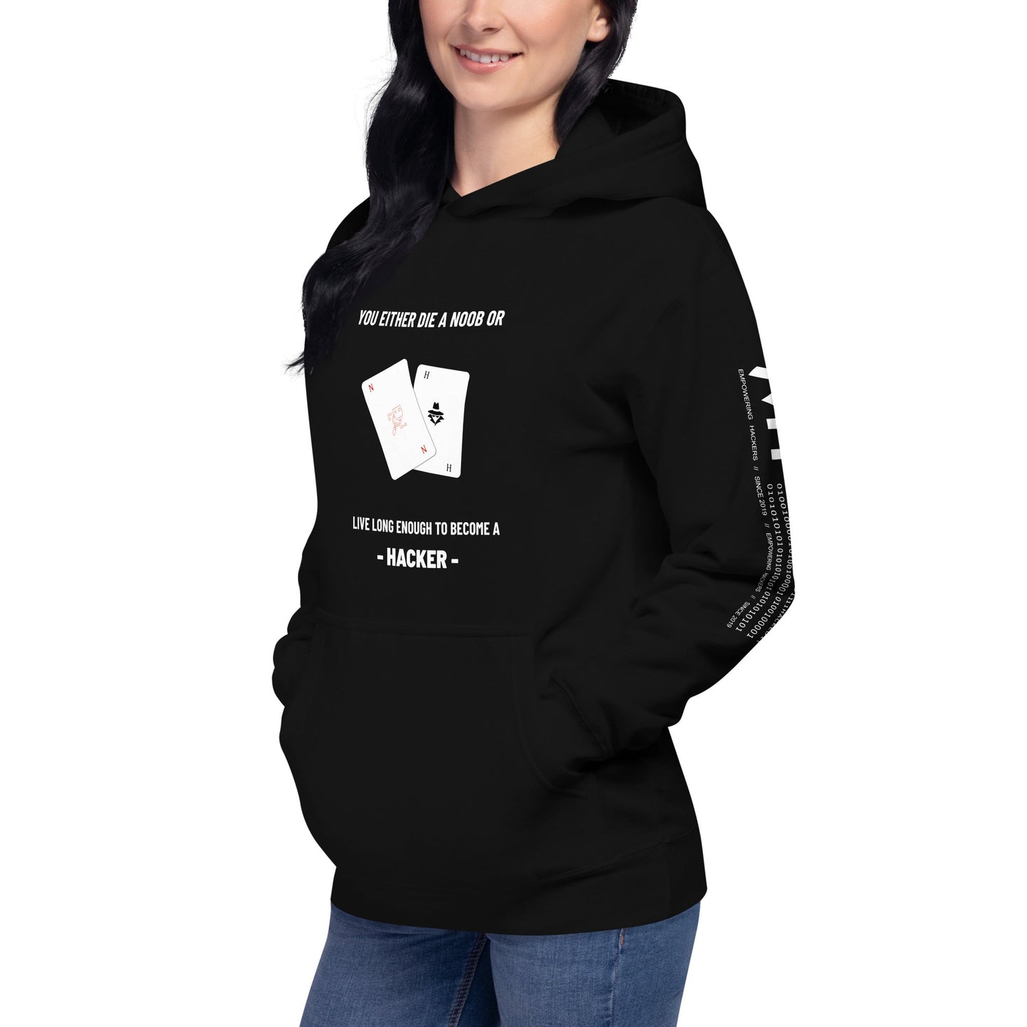 You either die a noob or live long enough to become a hacker - Unisex Hoodie by DarkByteGear