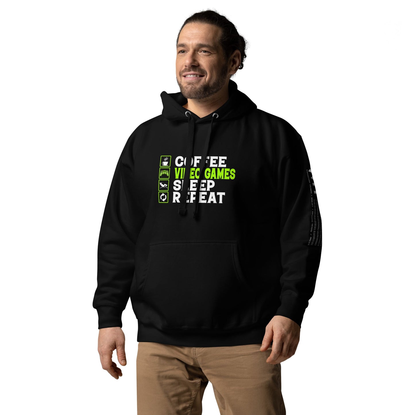 Coffee, Video Games, Sleep, Repeat Unisex Hoodie by DarkByteGear