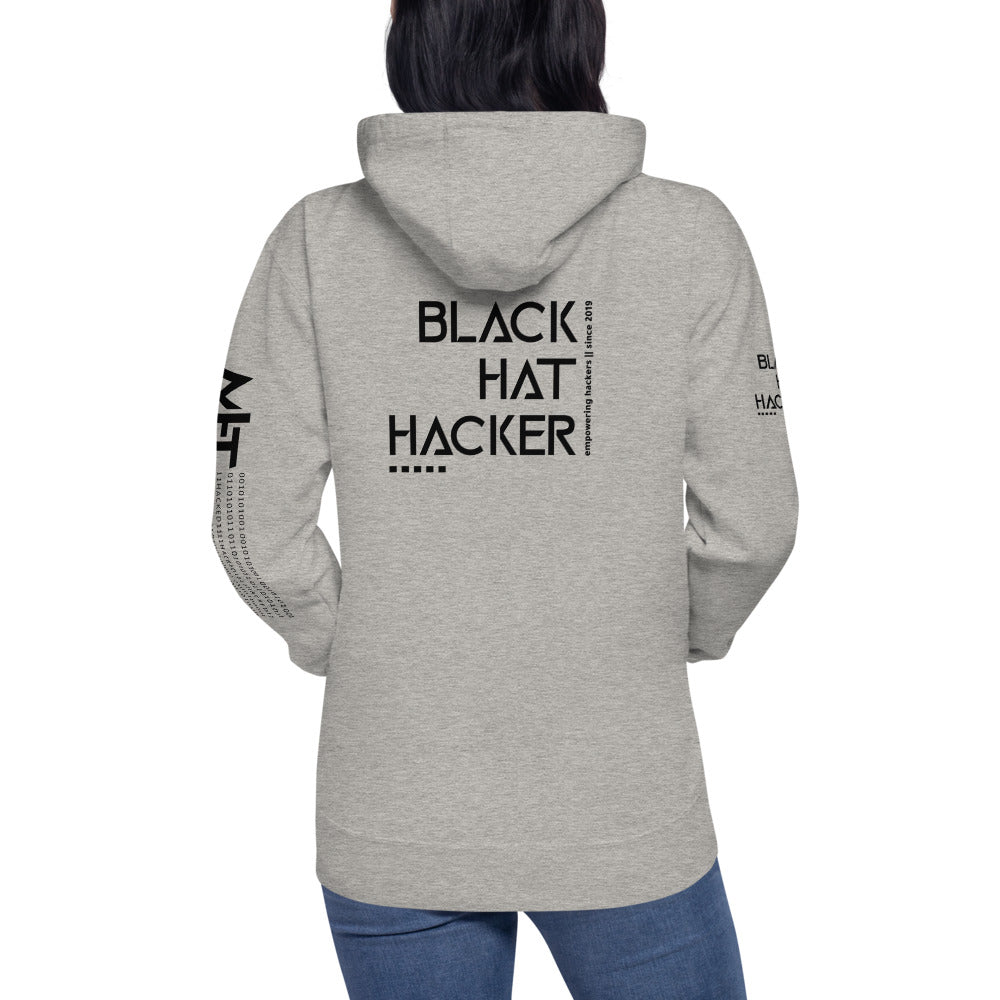 Black Hat Hacker - Unisex Hoodie (back print) by DarkByteGear