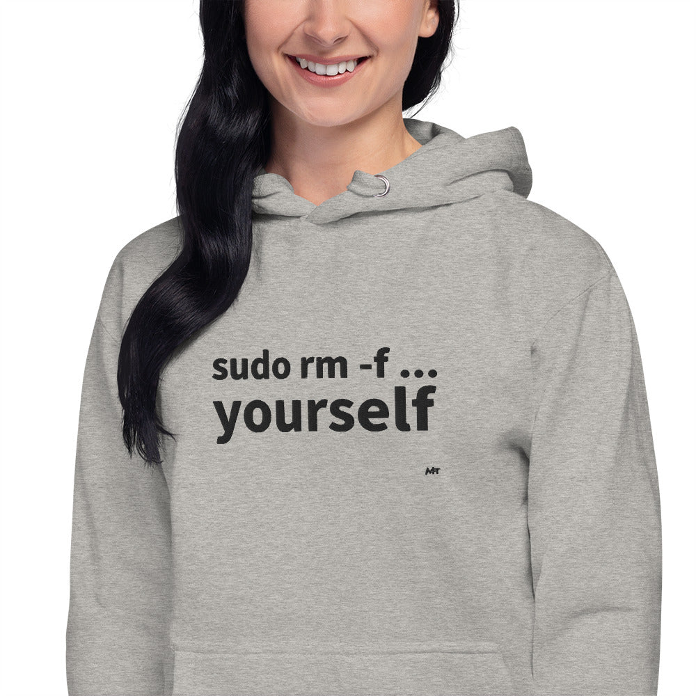 Sudo rm -f yourself - Unisex Hoodie (embroidered) by DarkByteGear
