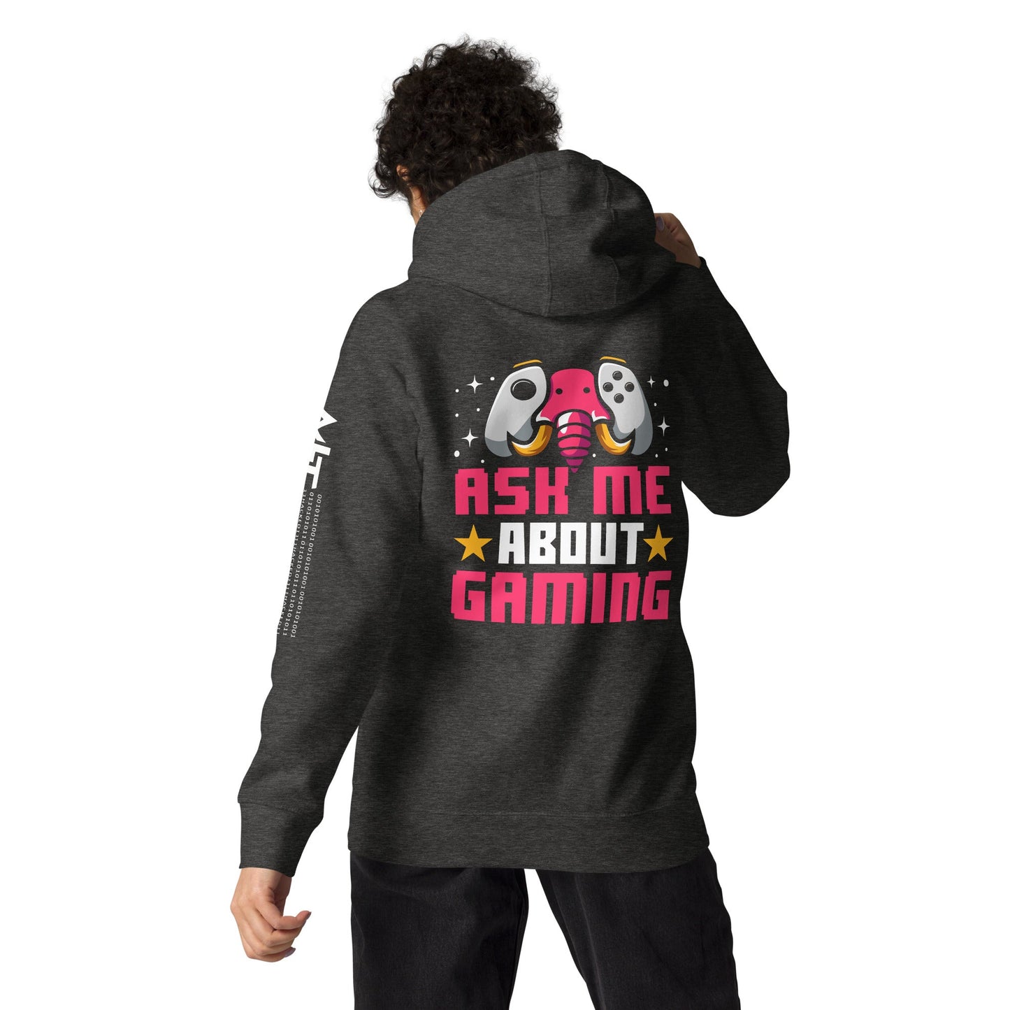 Ask Me About Gaming Unisex Hoodie ( Back Print ) by DarkByteGear