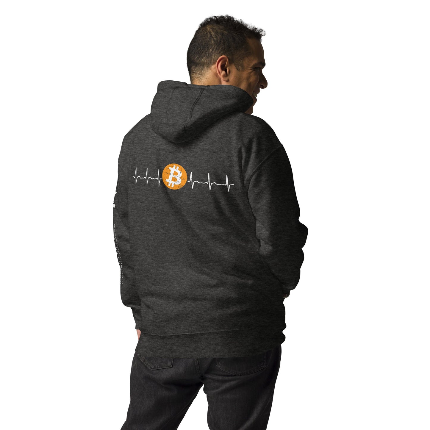 Bitcoin Heartbeat - Unisex Hoodie ( Back Print ) by DarkByteGear