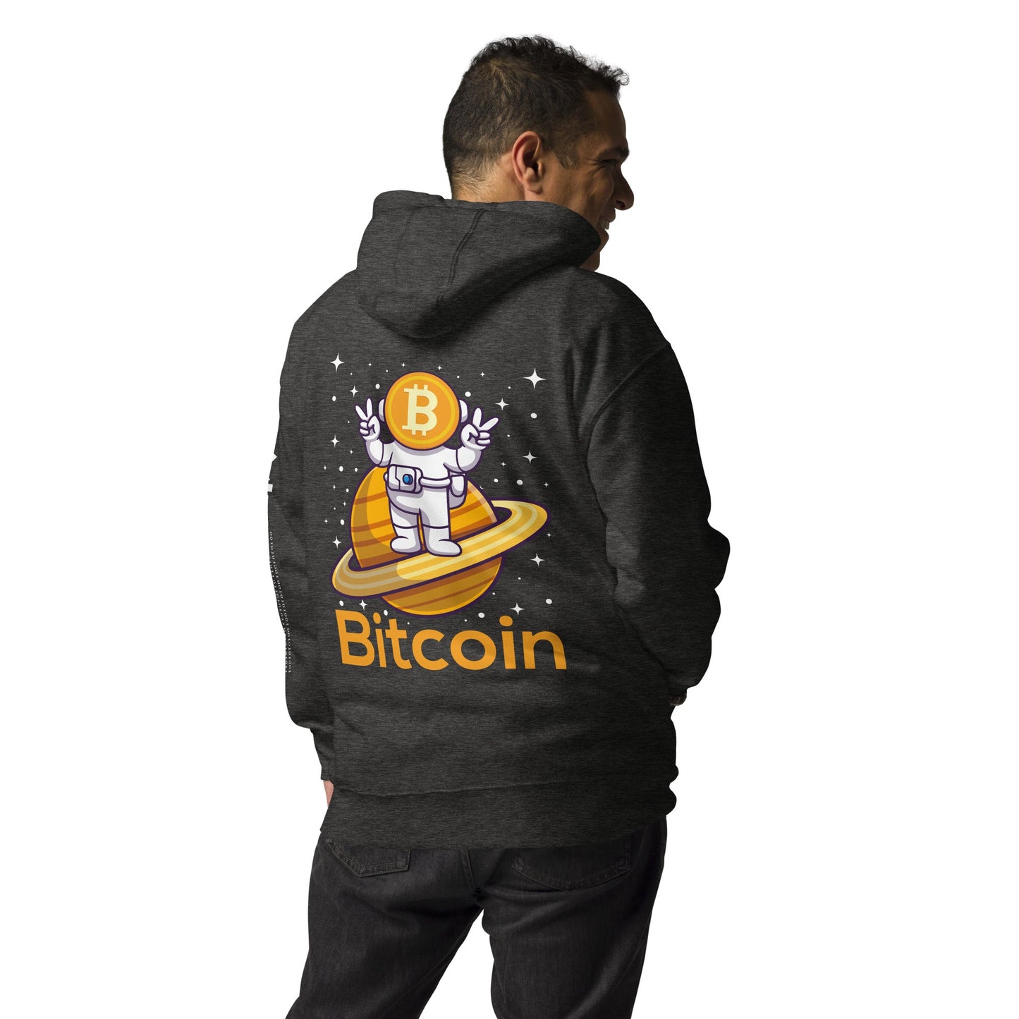 Bitcoin Satan Astronaut - Unisex Hoodie ( Back Print ) by DarkByteGear
