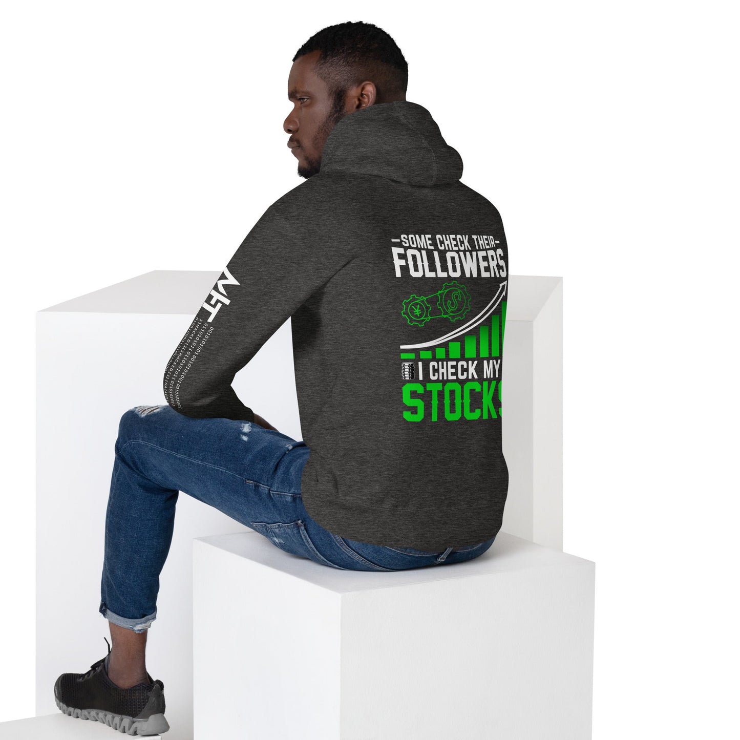 Some Check their followers; I Check my Stocks - Unisex Hoodie ( Back Print ) by DarkByteGear