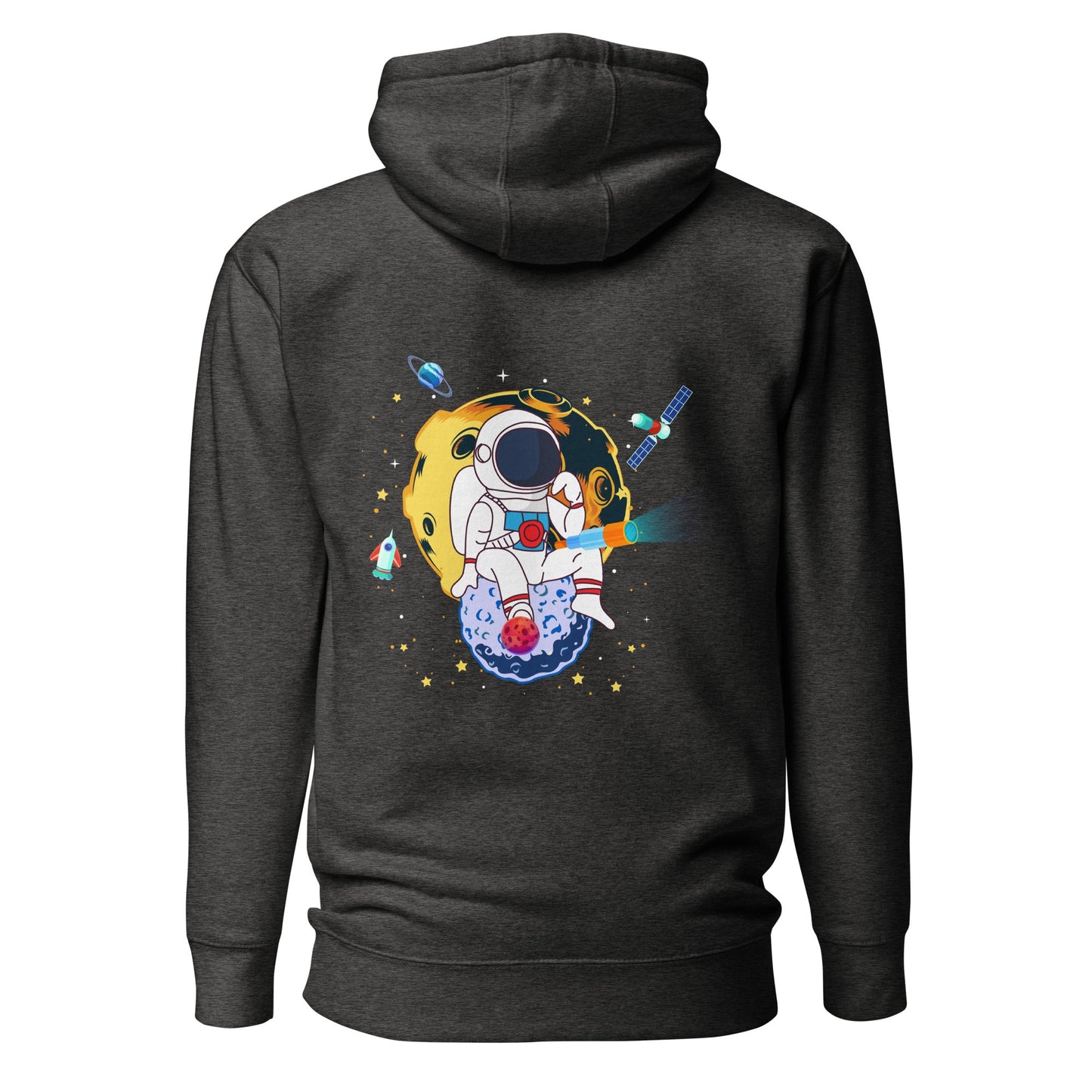 Astranaut catching stars - Unisex Hoodie ( Back Print ) by DarkByteGear