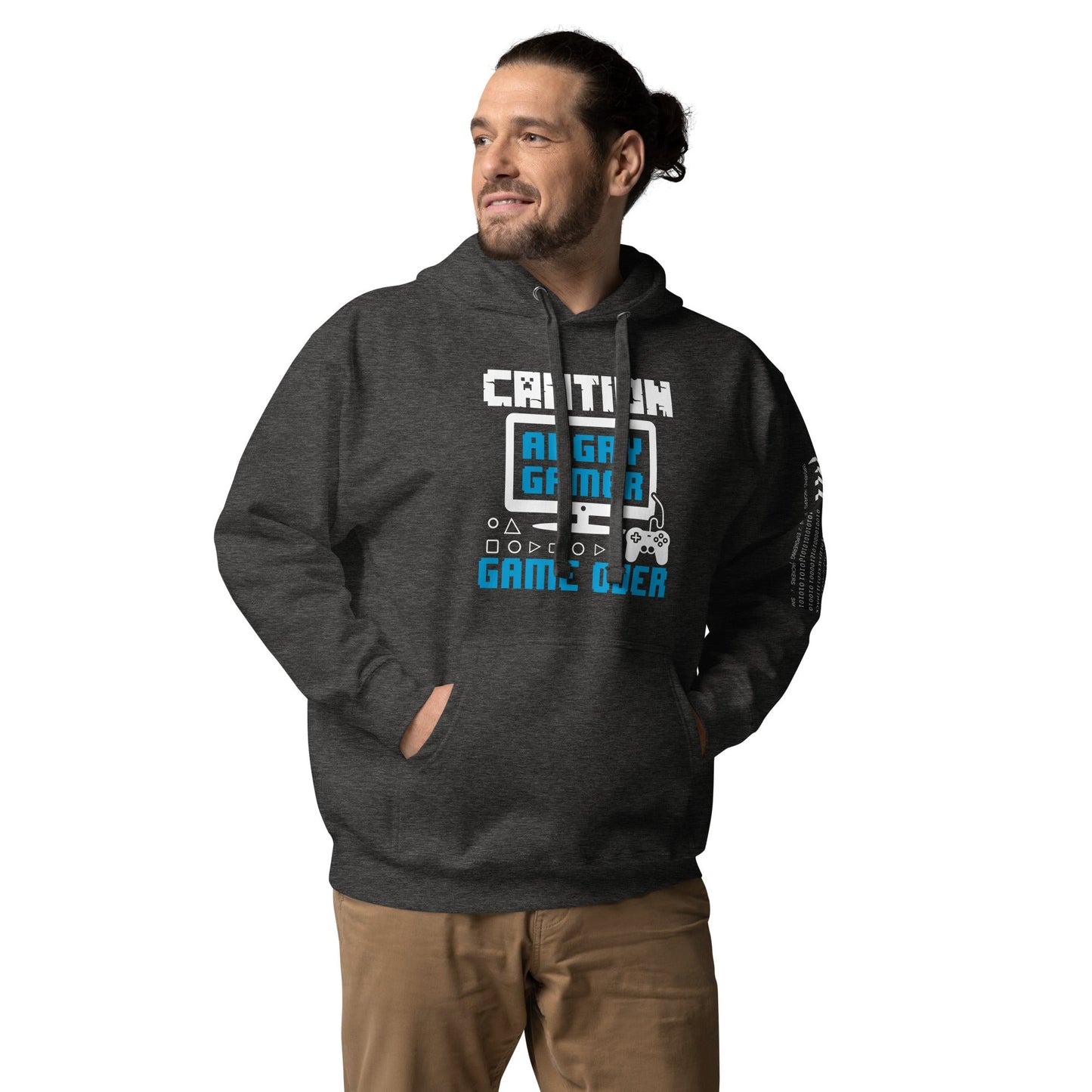 Caution! Angry Gamer Unisex Hoodie by DarkByteGear