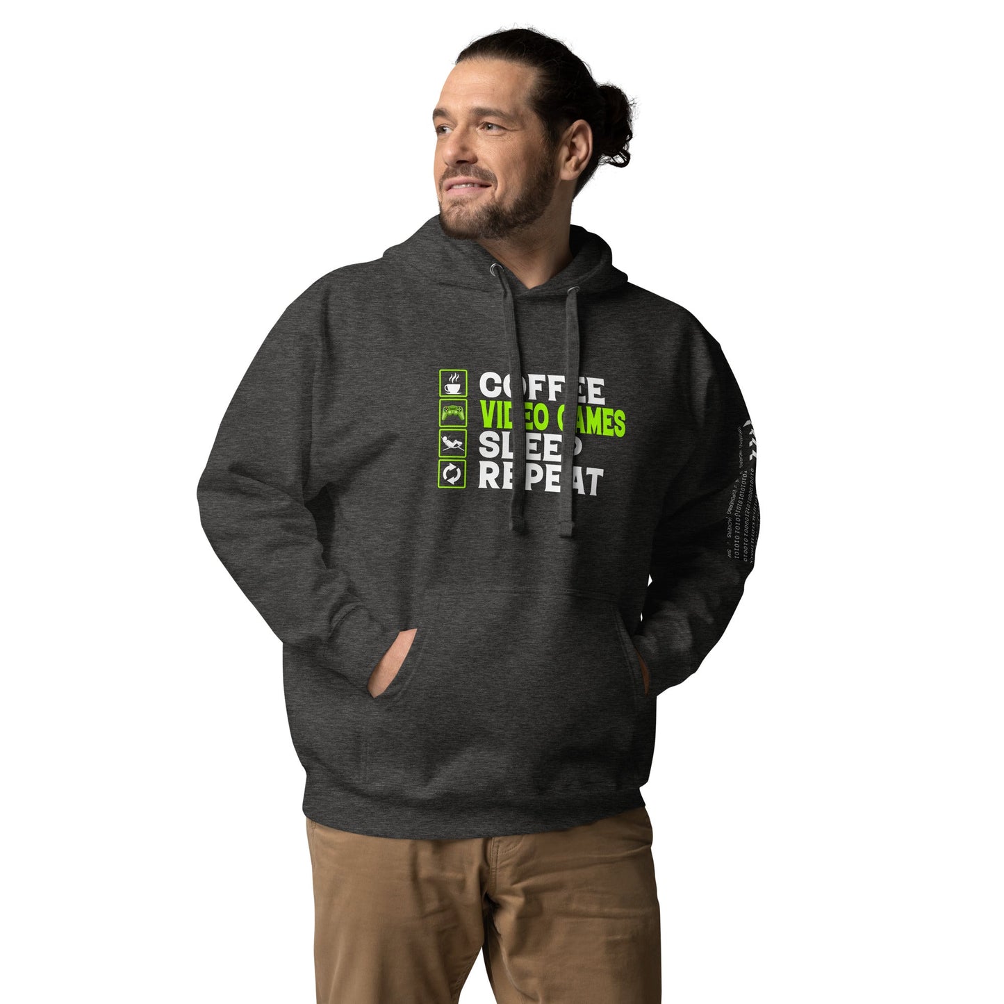 Coffee, Video Games, Sleep, Repeat Unisex Hoodie by DarkByteGear