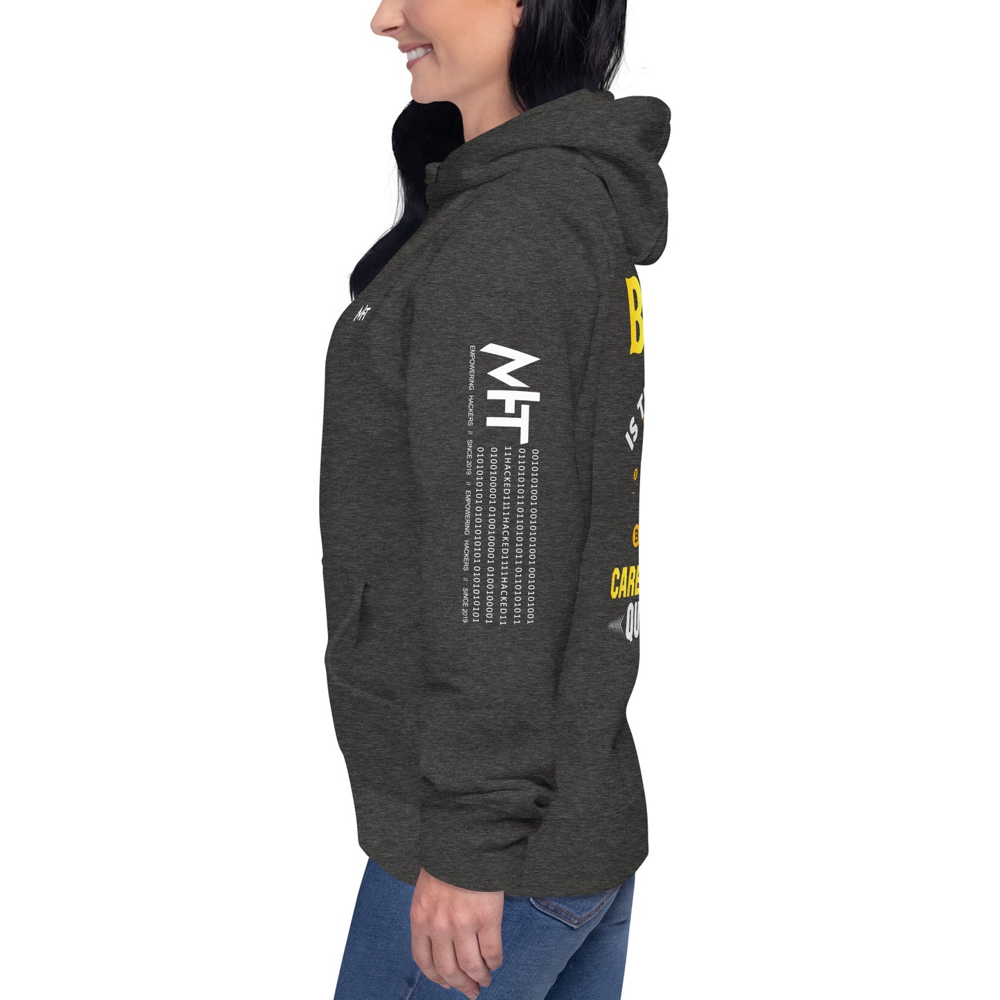 Bitcoin is the Answer! Who Cares what the question is? - Unisex Hoodie ( Back Print ) by DarkByteGear