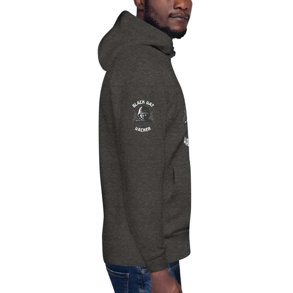 Black Hat Hacker - Unisex Hoodie (back print ) by DarkByteGear