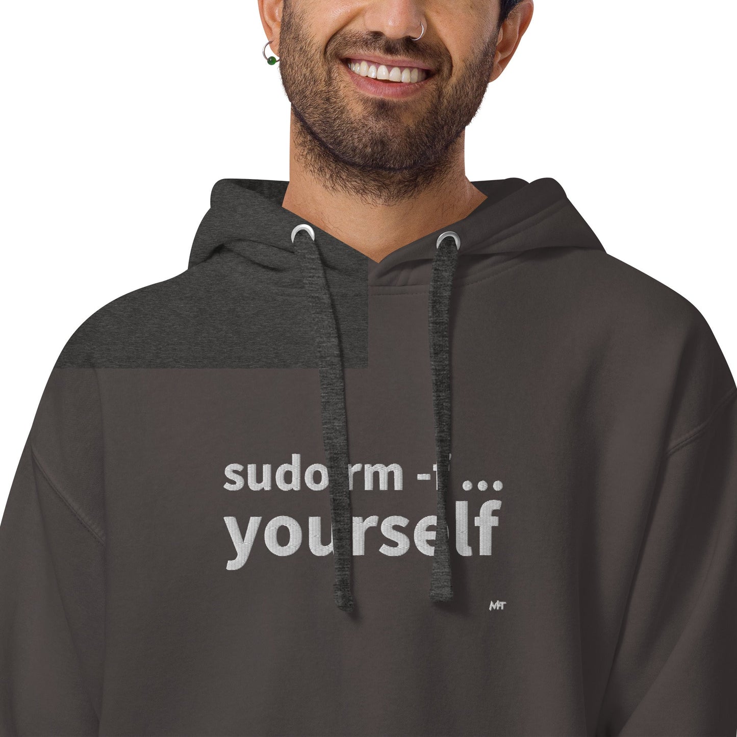 Sudo rm -f yourself - Unisex Hoodie (embroidered) by DarkByteGear
