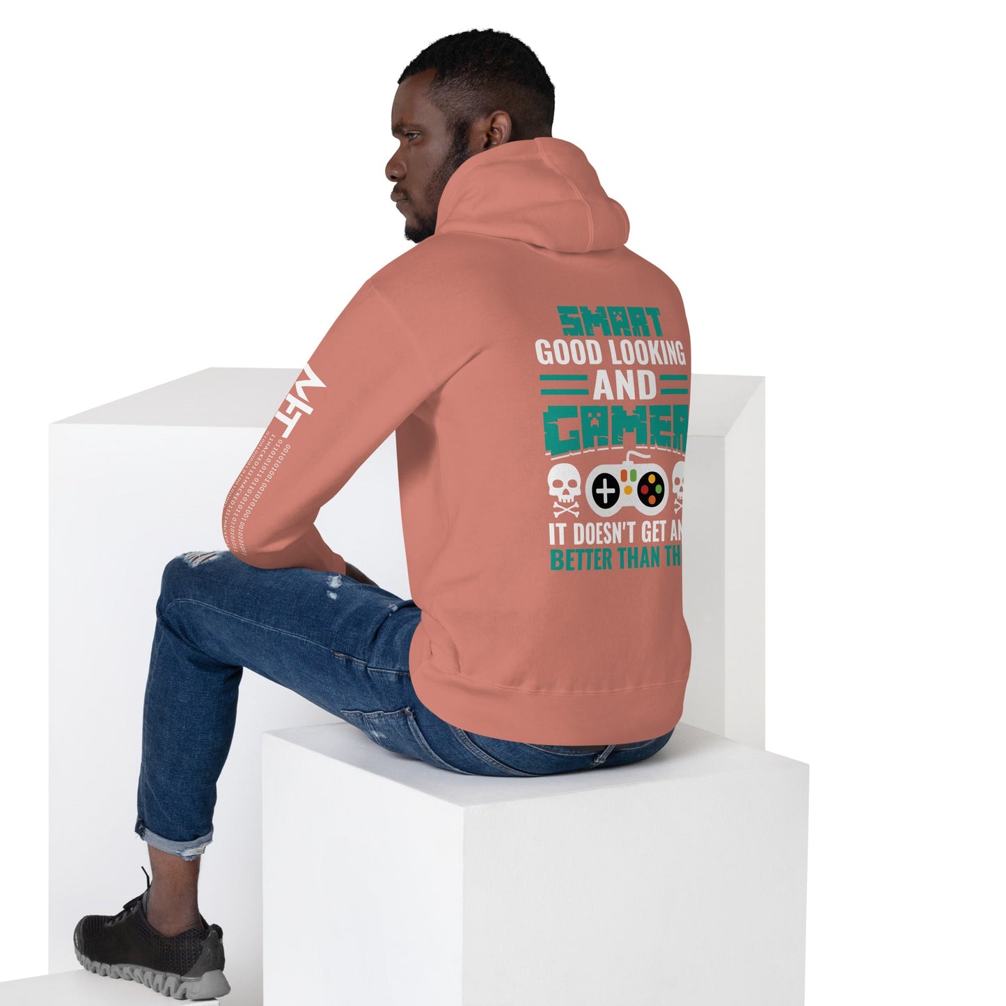 Smart Good Looking and Gamer; It Doesn't Get Any Better than this - Unisex Hoodie ( Back Print ) by DarkByteGear