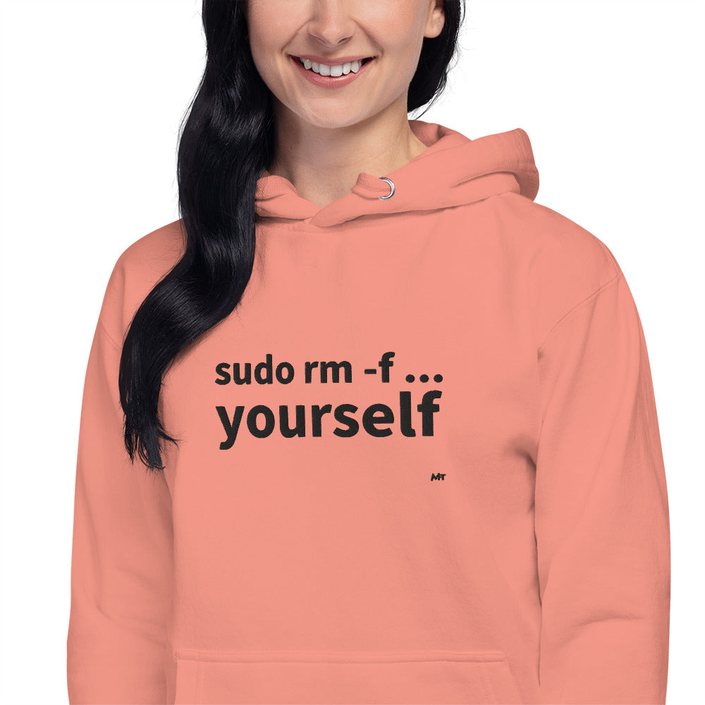 Sudo rm -f yourself - Unisex Hoodie (embroidered) by DarkByteGear