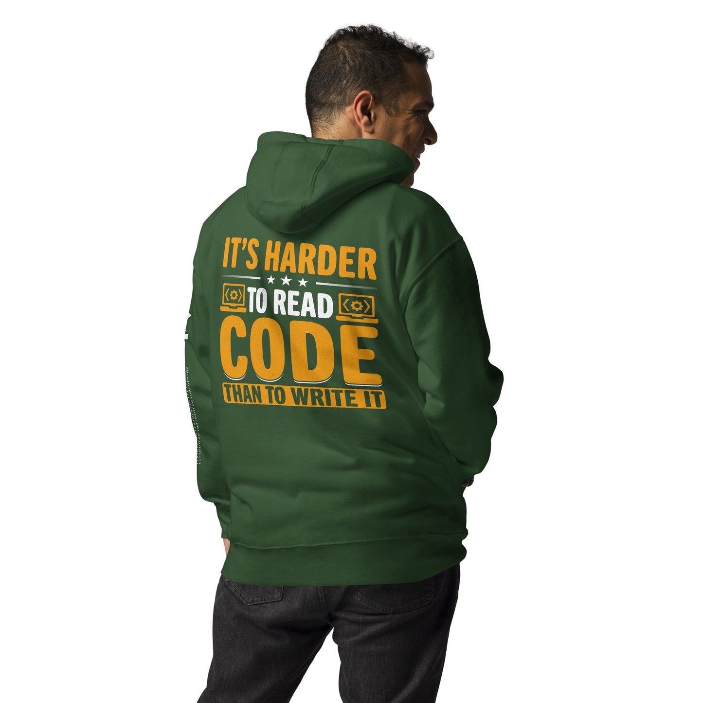 It's harder to read Code then to read it - Unisex Hoodie ( Back Print ) by DarkByteGear