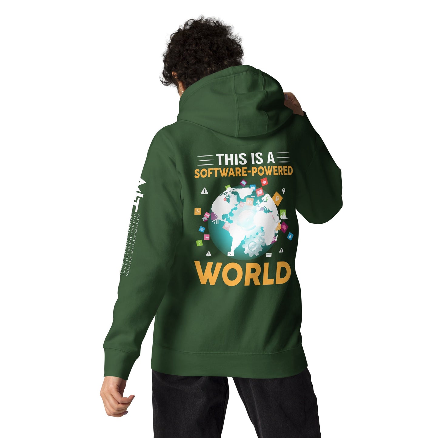 This is a Software Powered World Unisex Hoodie ( Back Print ) by DarkByteGear