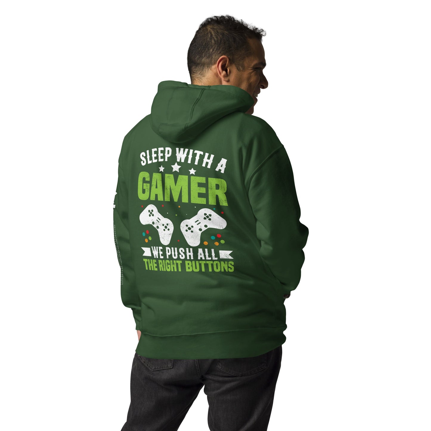 Sleep With a Gamer, We Push all the Right Button Unisex Hoodie by DarkByteGear