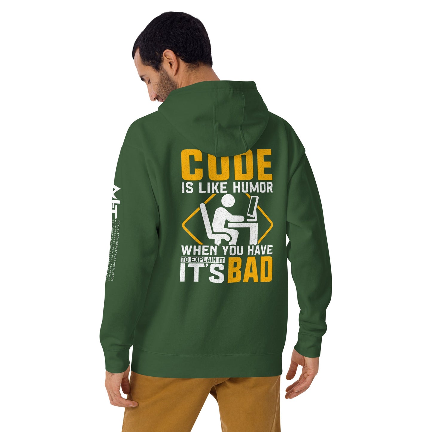 Code is like Humor -Unisex Hoodie ( Back Print ) by DarkByteGear