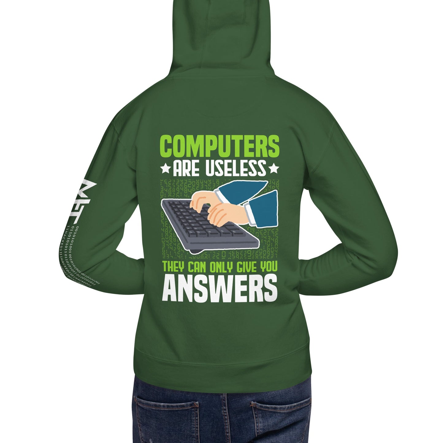 Computer are Useless, they only Give you Answers Hoodie ( Back Print ) by DarkByteGear