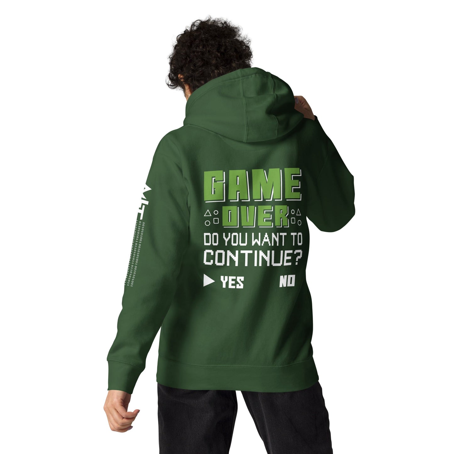 Game Over, Do You Want to Continue, Yes or No? Unisex Hoodie ( Back Print ) by DarkByteGear