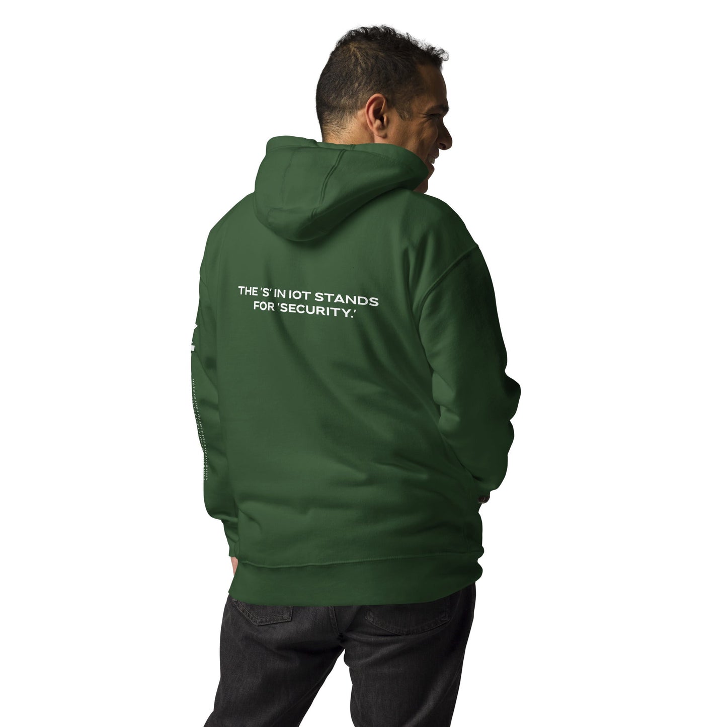 The "S" in IoT Stands for Security V4 - Unisex Hoodie ( Back Print ) by DarkByteGear