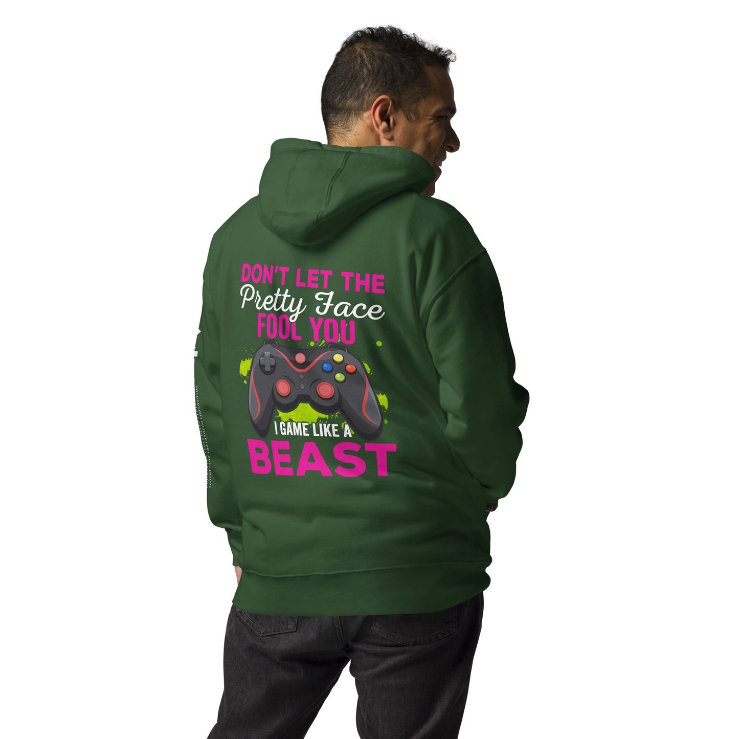 Don't let the pretty face fool you - Unisex Hoodie ( Back Print ) by DarkByteGear