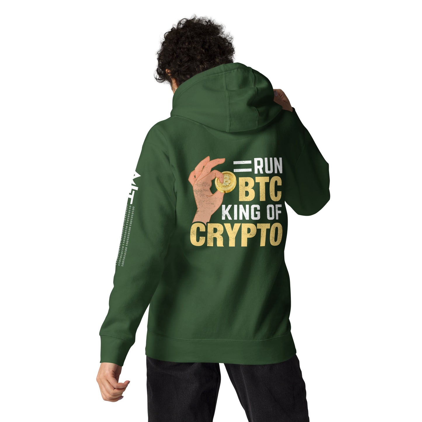= Run BTC King of BitCoin - Unisex Hoodie ( Back Print ) by DarkByteGear