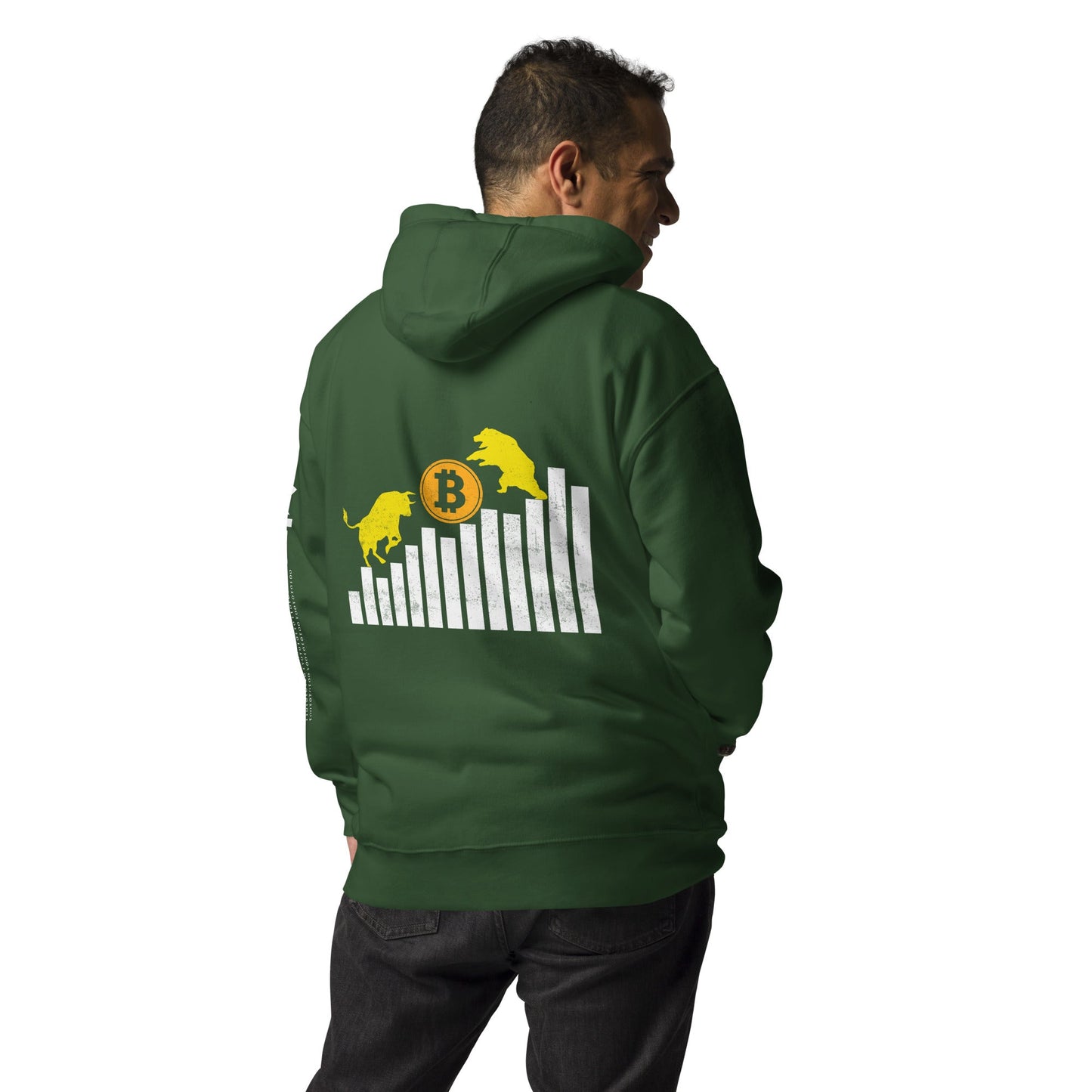 Bull Bear Bitcoin Statistic - Unisex Hoodie ( Back Print ) by DarkByteGear