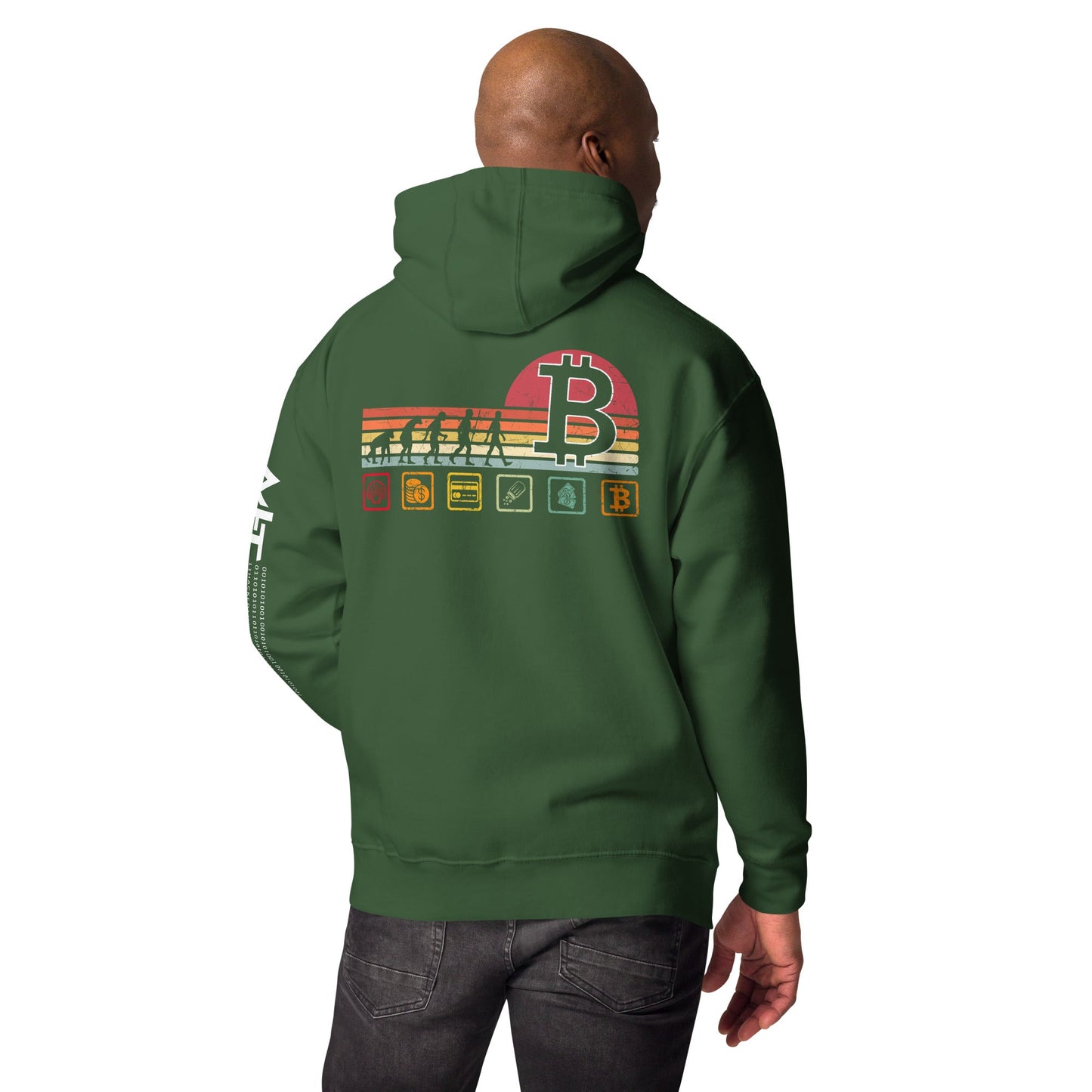 Bitcoin Evolution - Unisex Hoodie ( Back Print ) by DarkByteGear