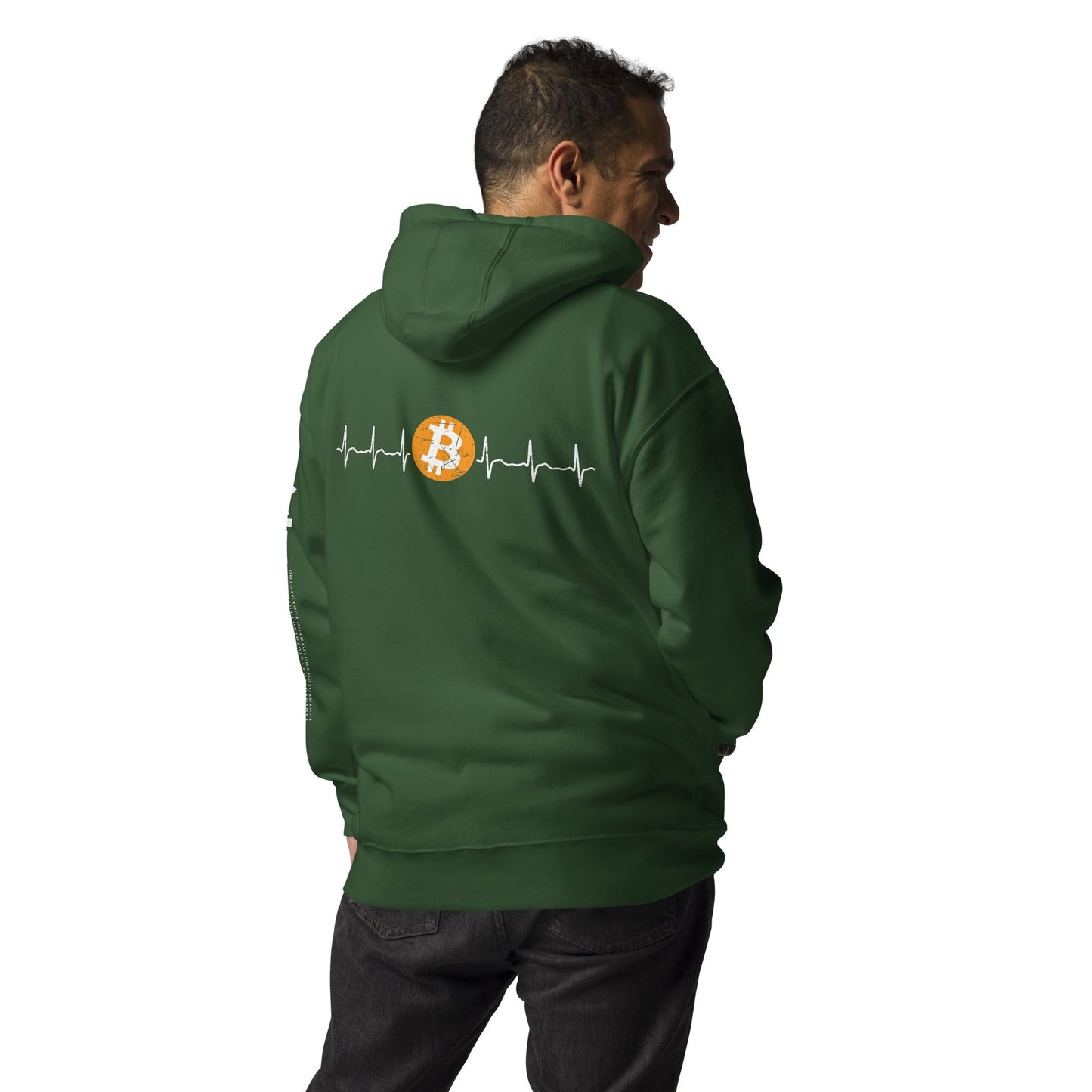 Bitcoin Heartbeat - Unisex Hoodie ( Back Print ) by DarkByteGear