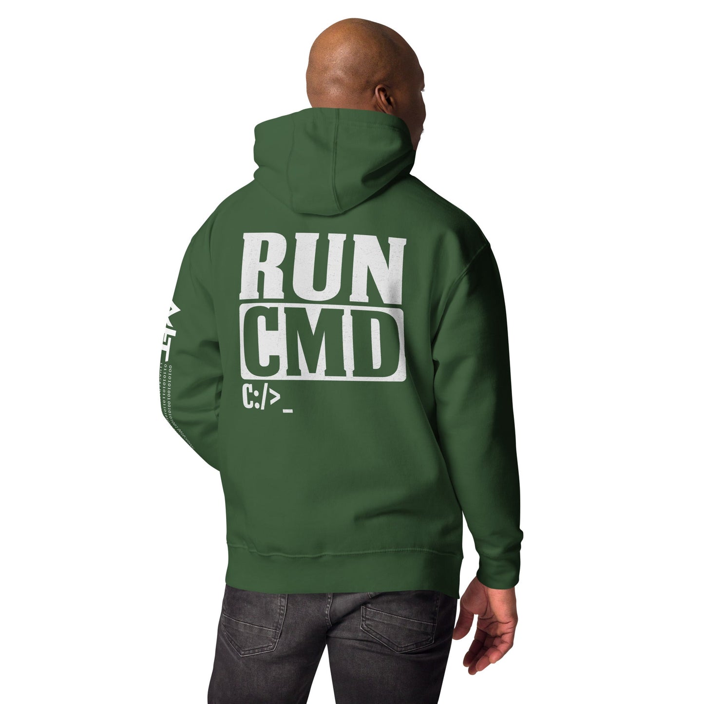 Run CMD C:/>_ - Unisex Hoodie ( Back Print ) by DarkByteGear
