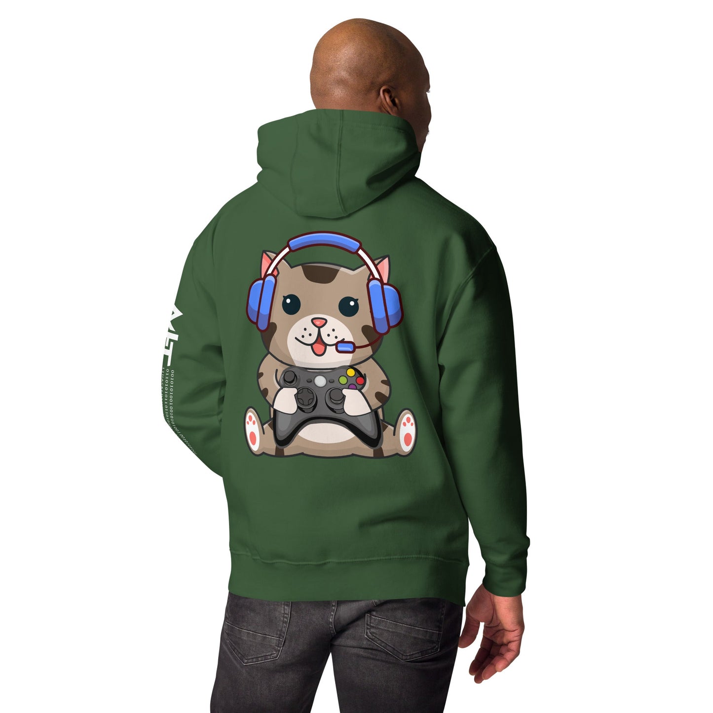 Gamer Cat - Unisex Hoodie ( Back Print ) by DarkByteGear
