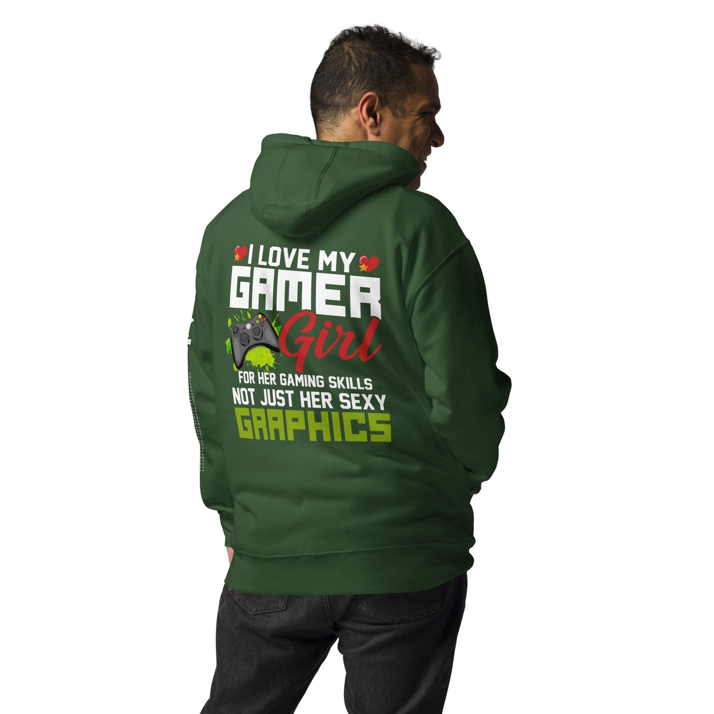 I Love my Gamer Girl for her gaming skills - Unisex Hoodie ( Back Print ) by DarkByteGear