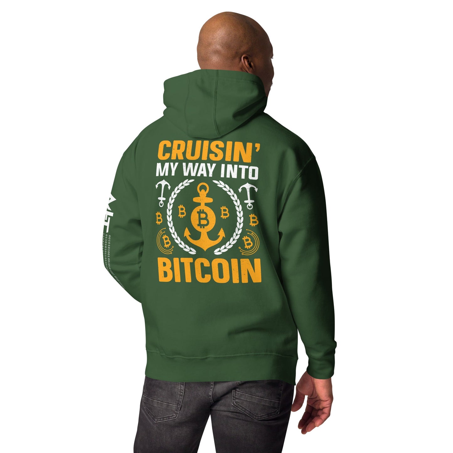 Cruising My Way into Bitcoin - Unisex Hoodie ( Back Print ) by DarkByteGear