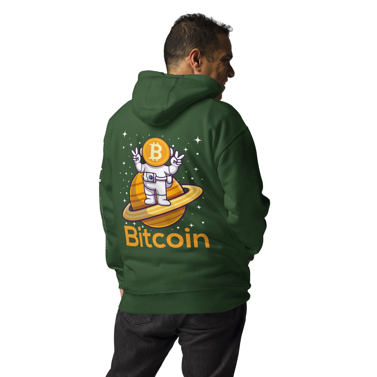 Bitcoin Satan Astronaut - Unisex Hoodie ( Back Print ) by DarkByteGear