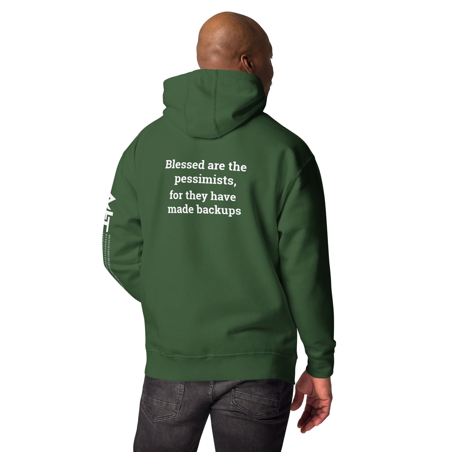 Blessed are the pessimists for they have made backups V1 - Unisex Hoodie ( Back Print ) by DarkByteGear