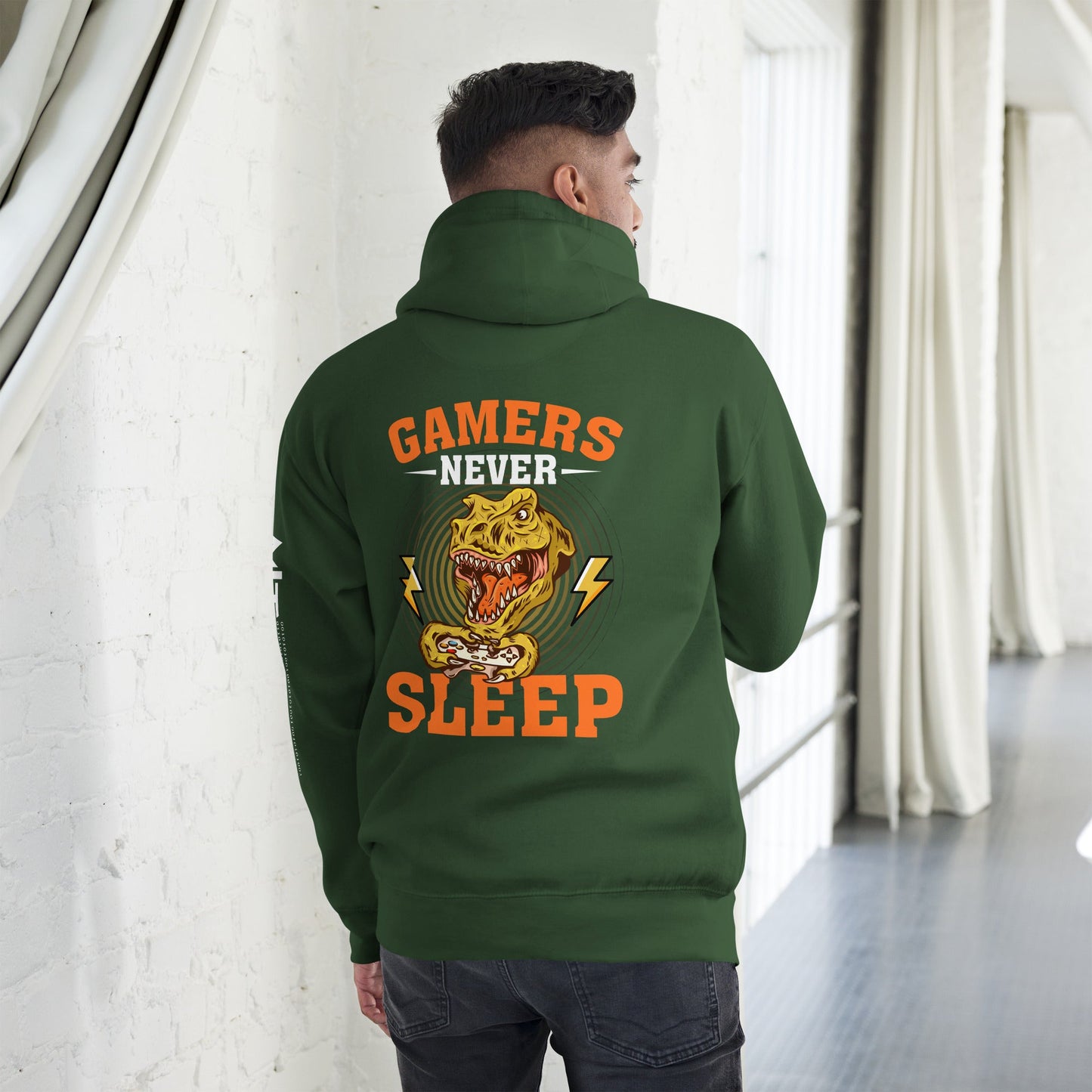 Gamers never sleep V2 - Unisex Hoodie ( Back Print ) by DarkByteGear