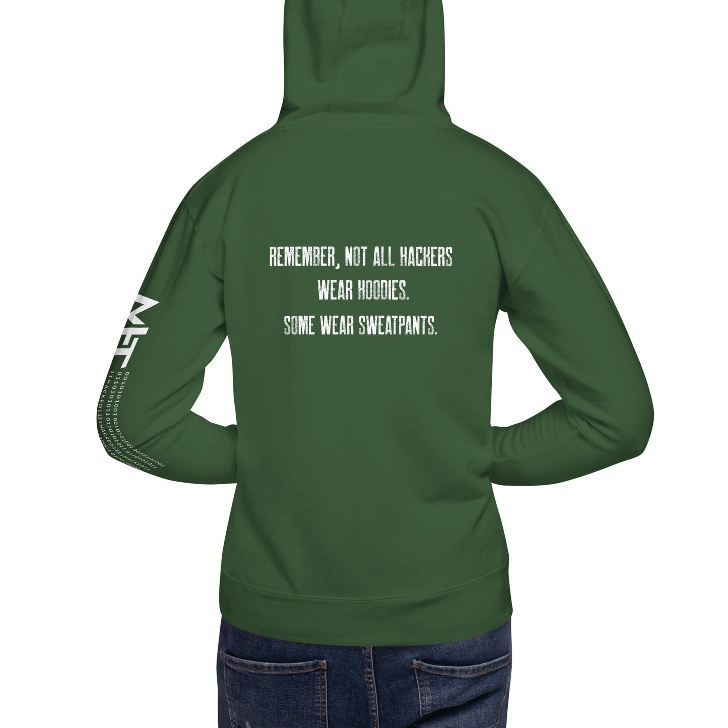 Remember not all hackers wear hoodies, Some wear sweatpants V1 - Unisex Hoodie ( Back Print ) by DarkByteGear