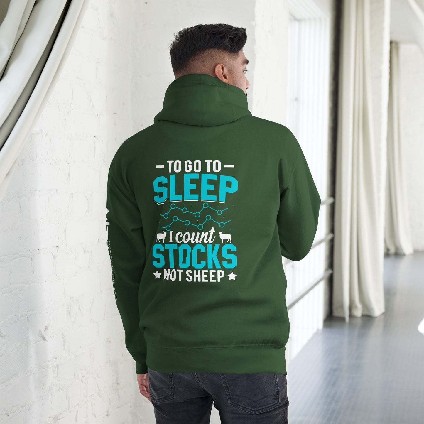 To go to sleep, I count stocks not sheep (DB) - Unisex Hoodie ( Back Print ) by DarkByteGear