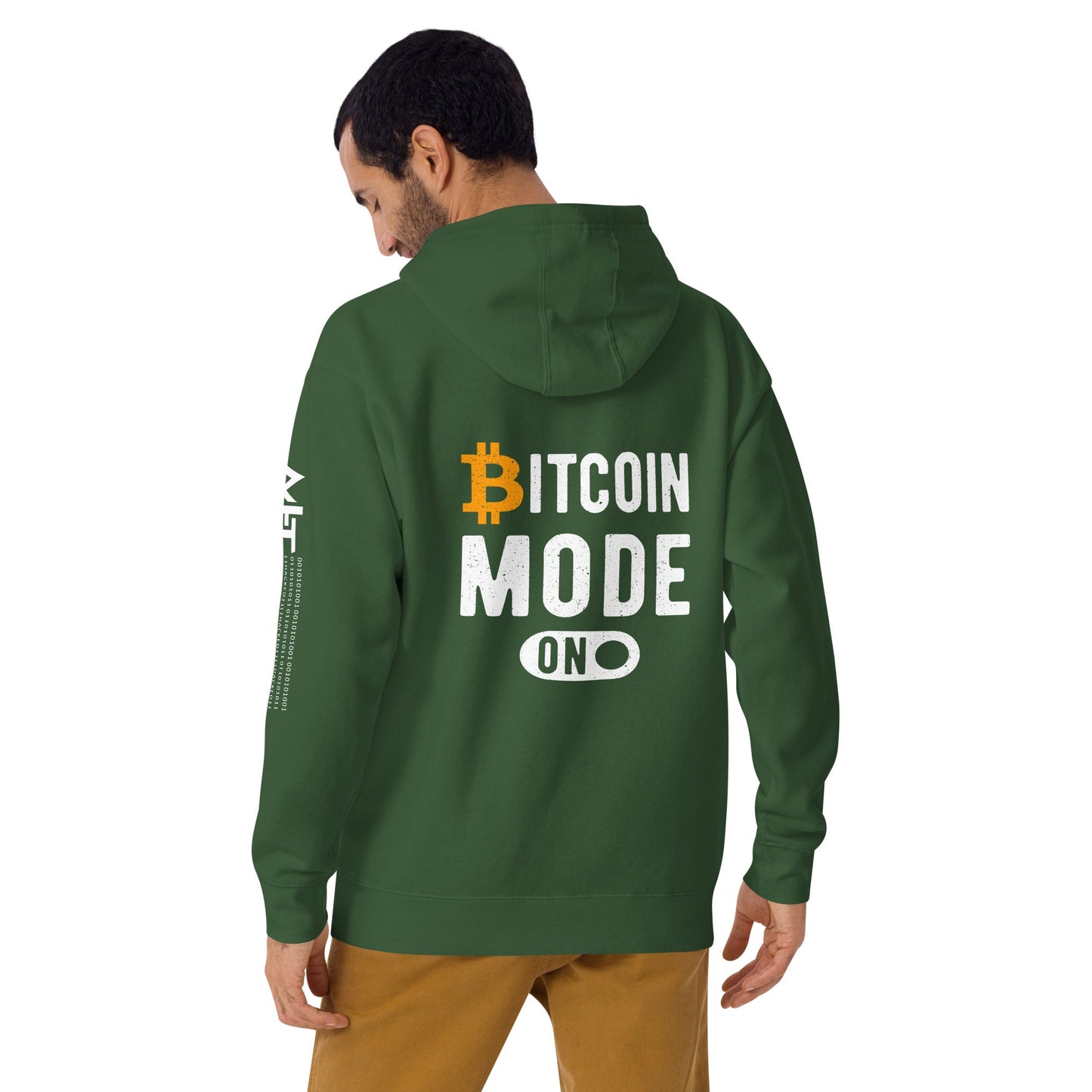 Bitcoin Mode is On Unisex Hoodie ( Back Print ) by DarkByteGear