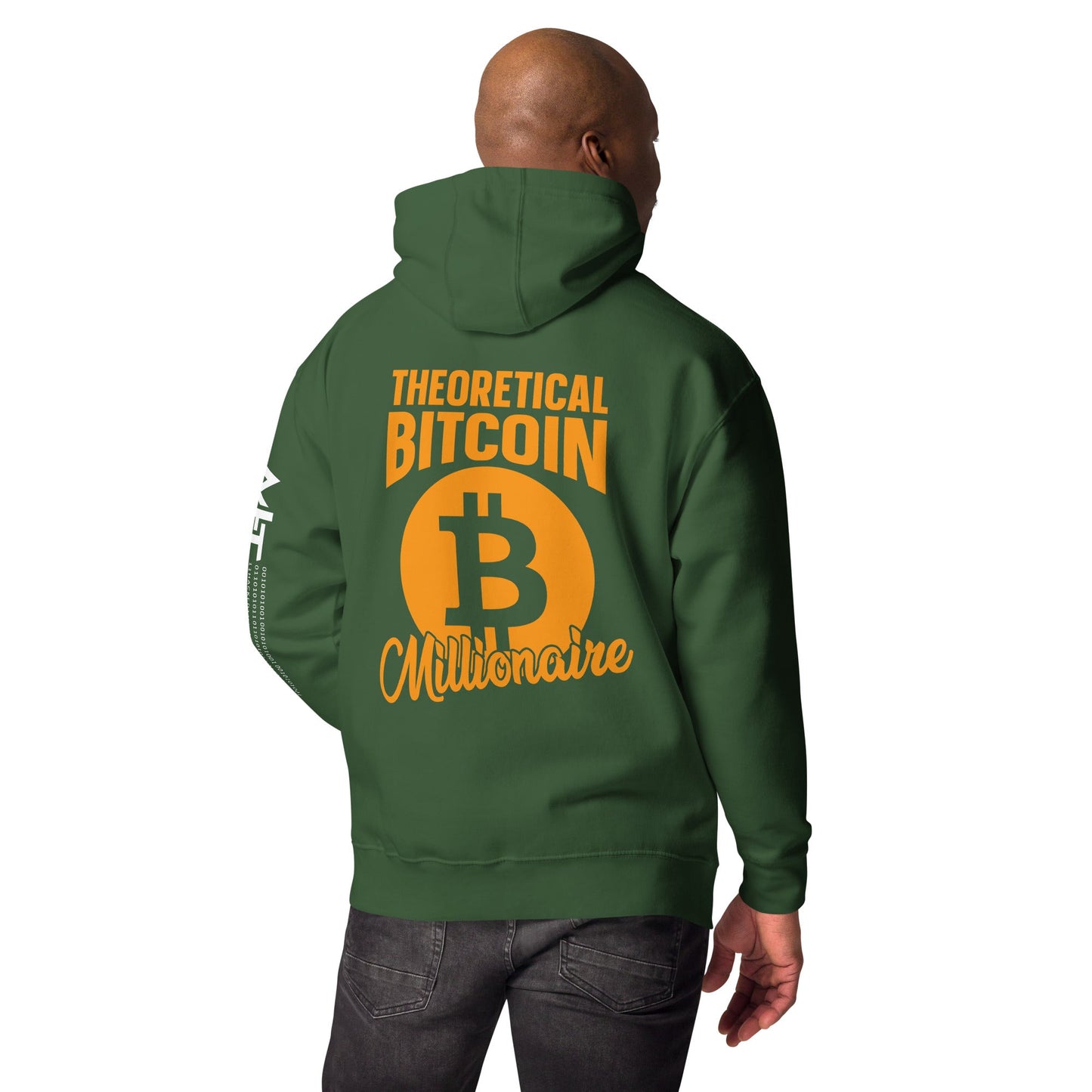 Theoretical Bitcoin Millionaire Unisex Hoodie ( Back Print ) by DarkByteGear