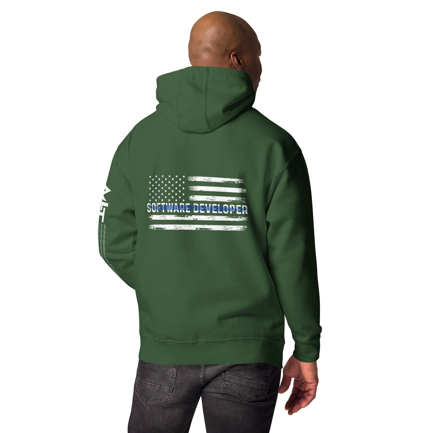 Patriotic Software Developer - Unisex Hoodie ( Back Print ) by DarkByteGear