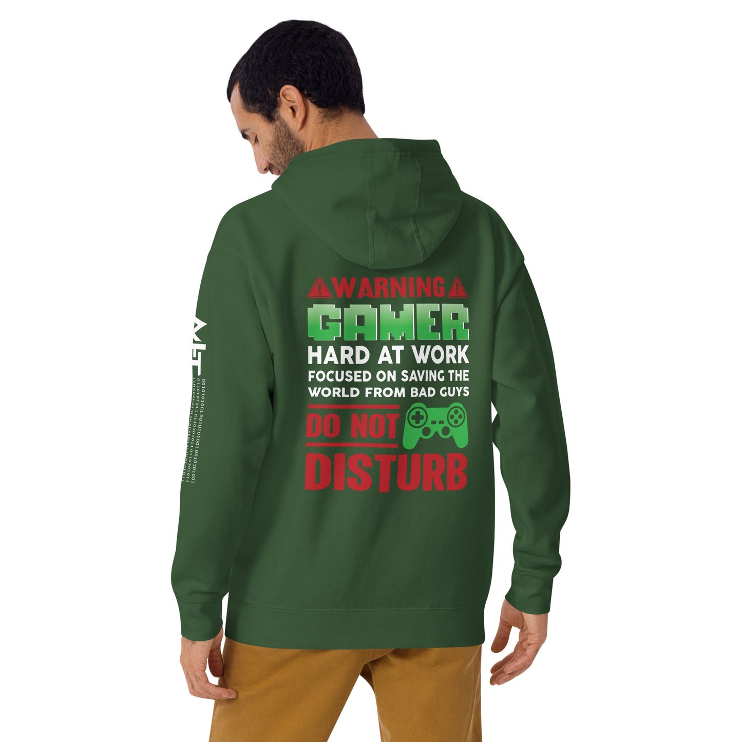 Warning! Gamer Hard at Work, DND - Unisex Hoodie ( Back Print ) by DarkByteGear