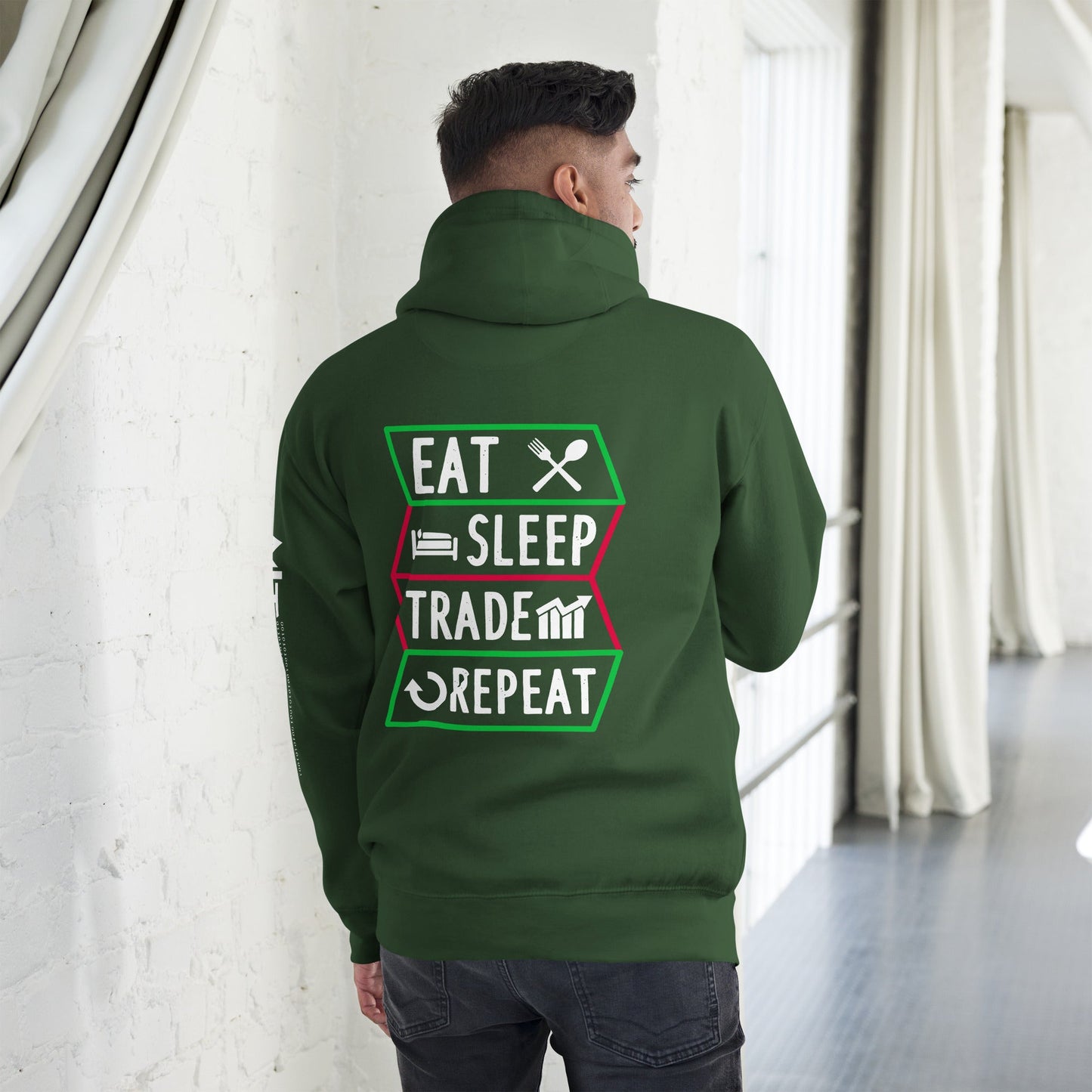 Eat, Sleep, Trade, Repeat - Unisex Hoodie ( Back Print ) by DarkByteGear
