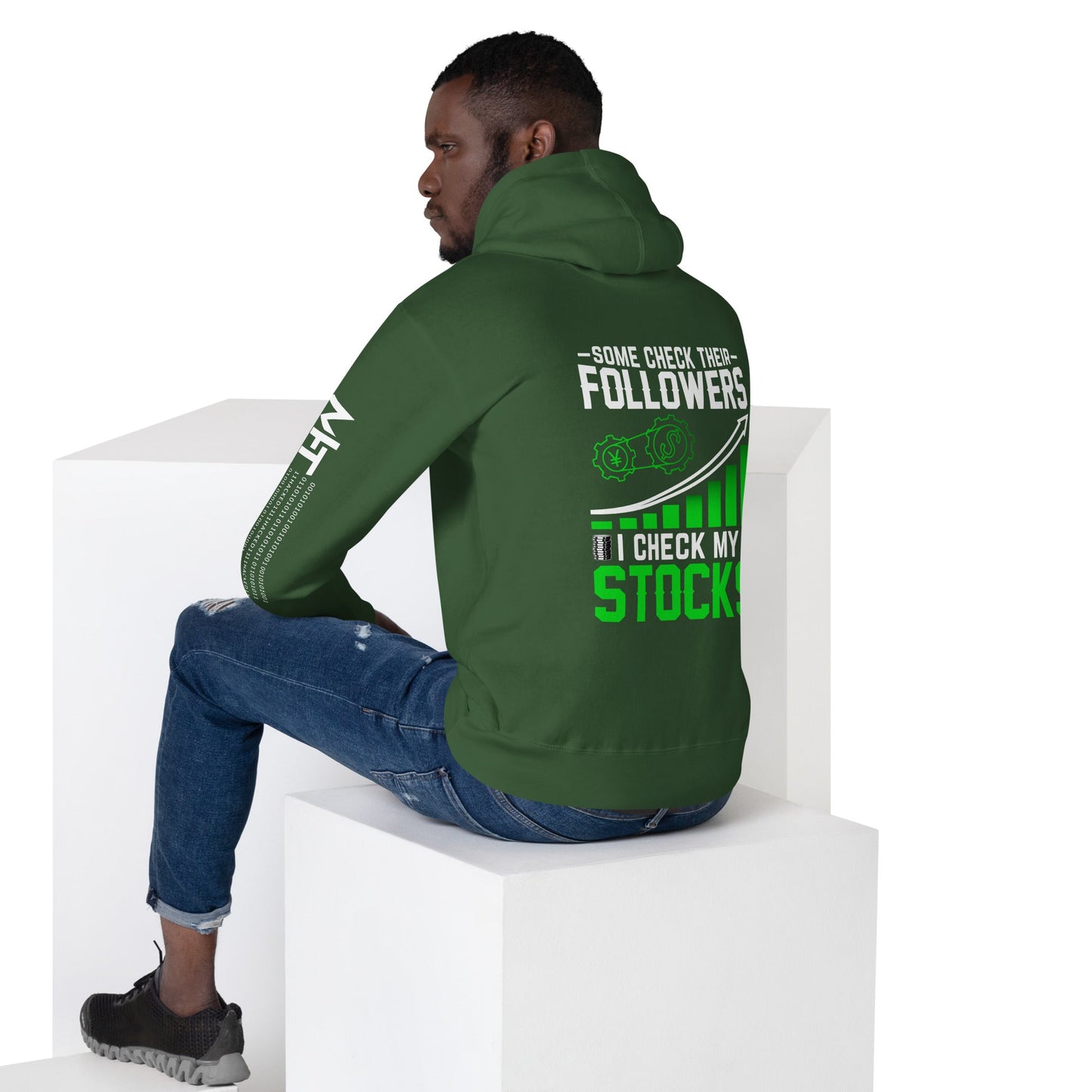 Some Check their followers; I Check my Stocks - Unisex Hoodie ( Back Print ) by DarkByteGear