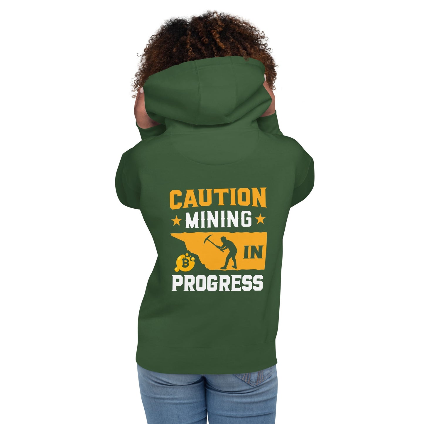 Caution! Mining is in Progress - Unisex Hoodie ( Back Print ) by DarkByteGear