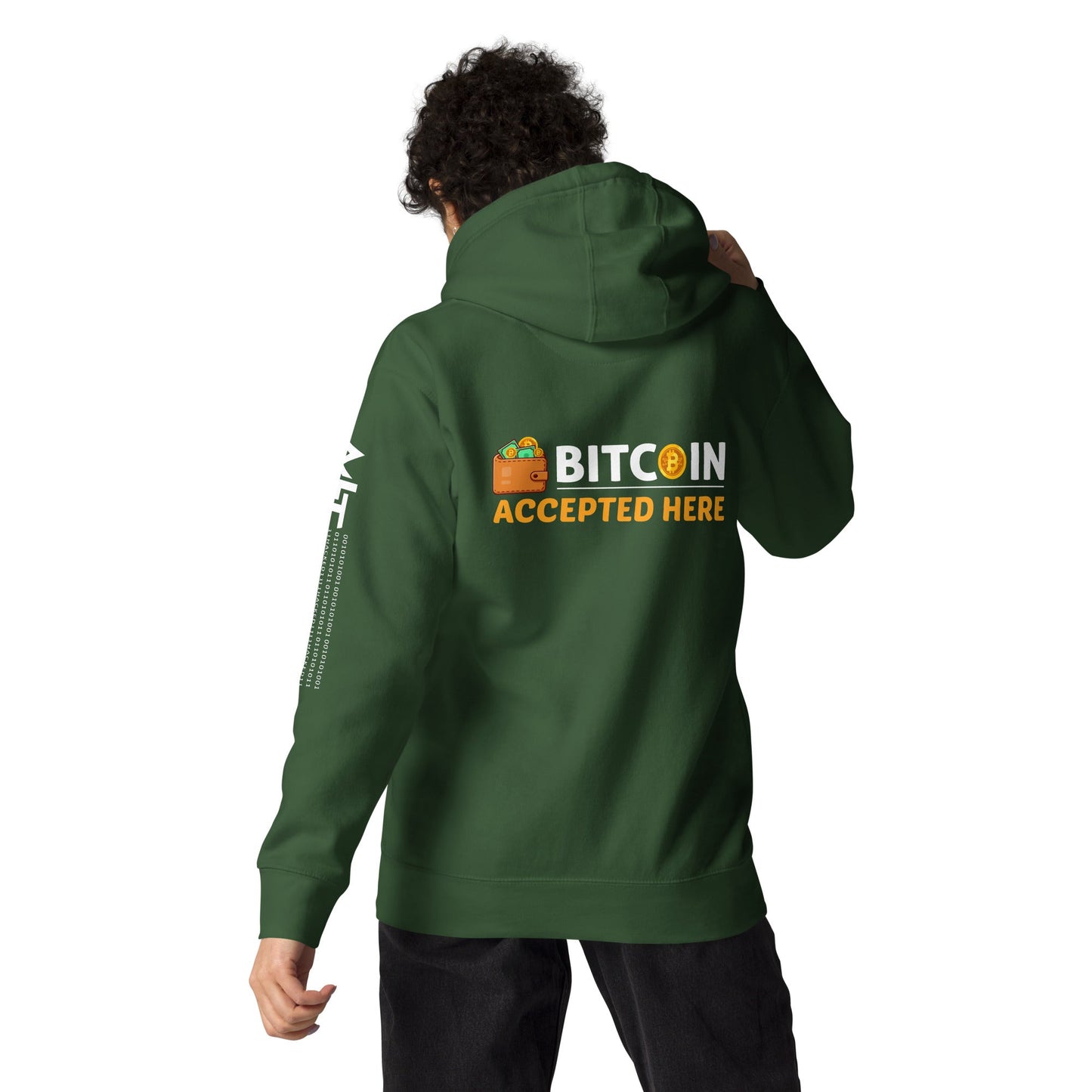 Bitcoin Accepted Here - Unisex Hoodie ( Back Print ) by DarkByteGear