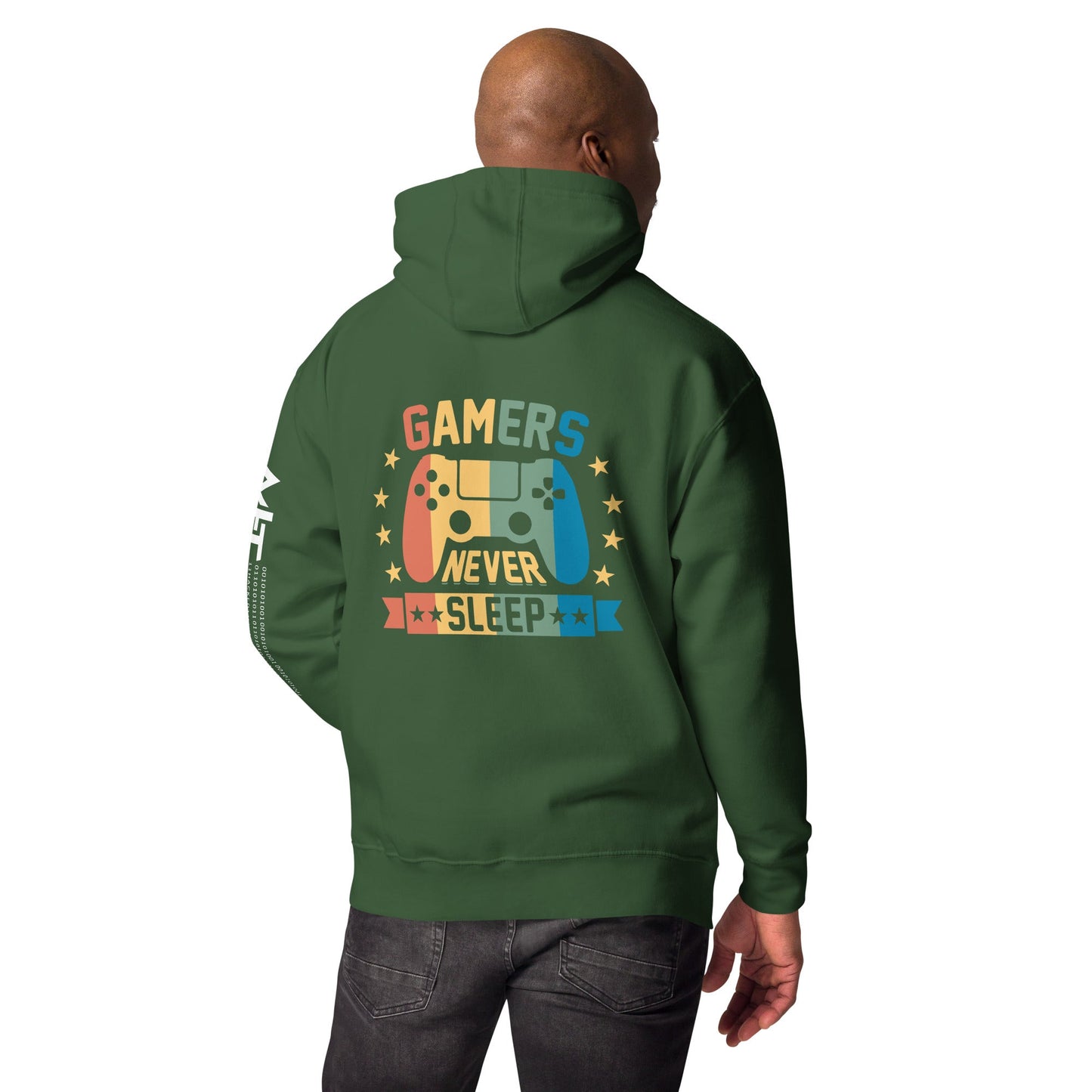 Gamers never sleep - Unisex Hoodie ( Back Print ) by DarkByteGear