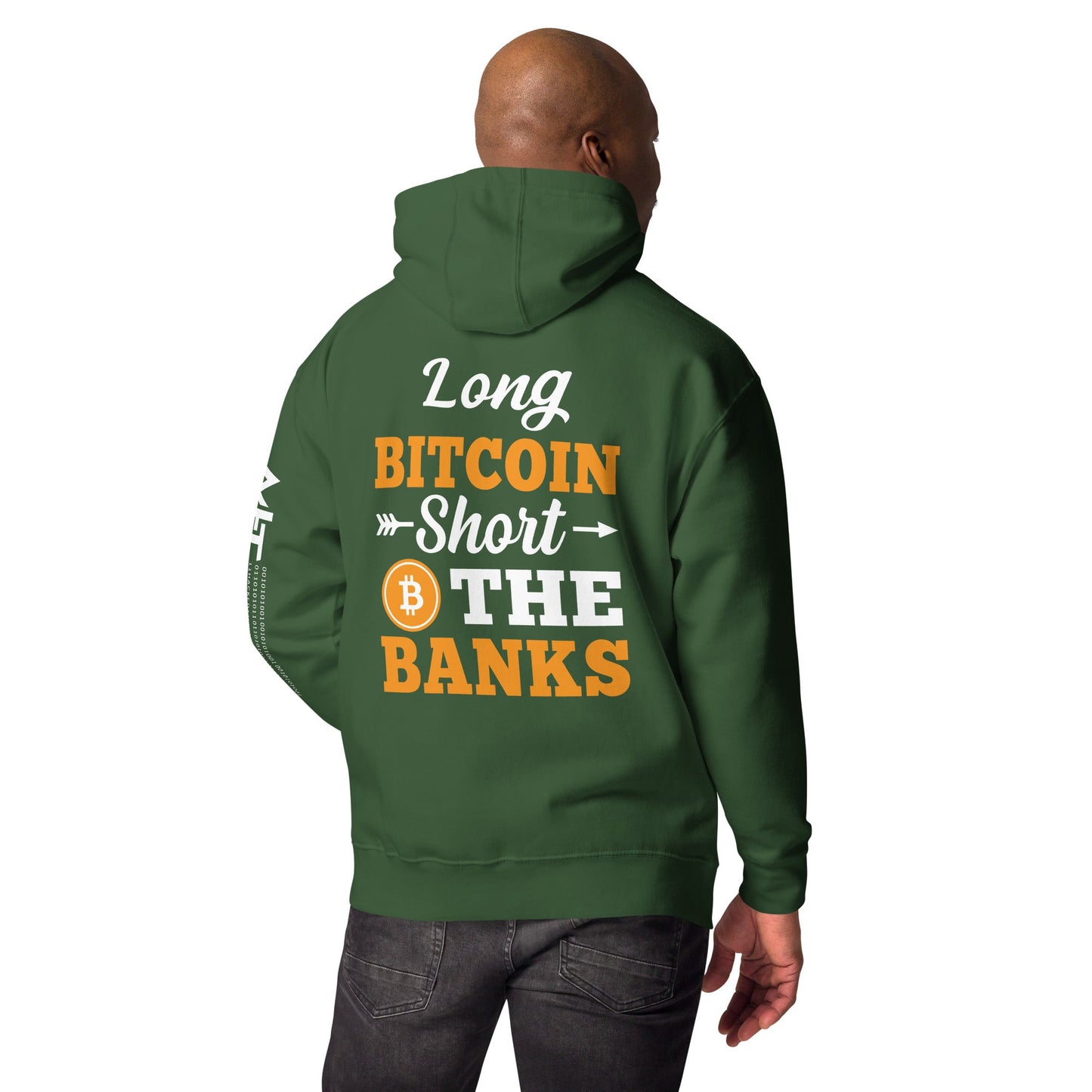 Long Big Coin, Short the Banks - Unisex Hoodie ( Back Print ) by DarkByteGear